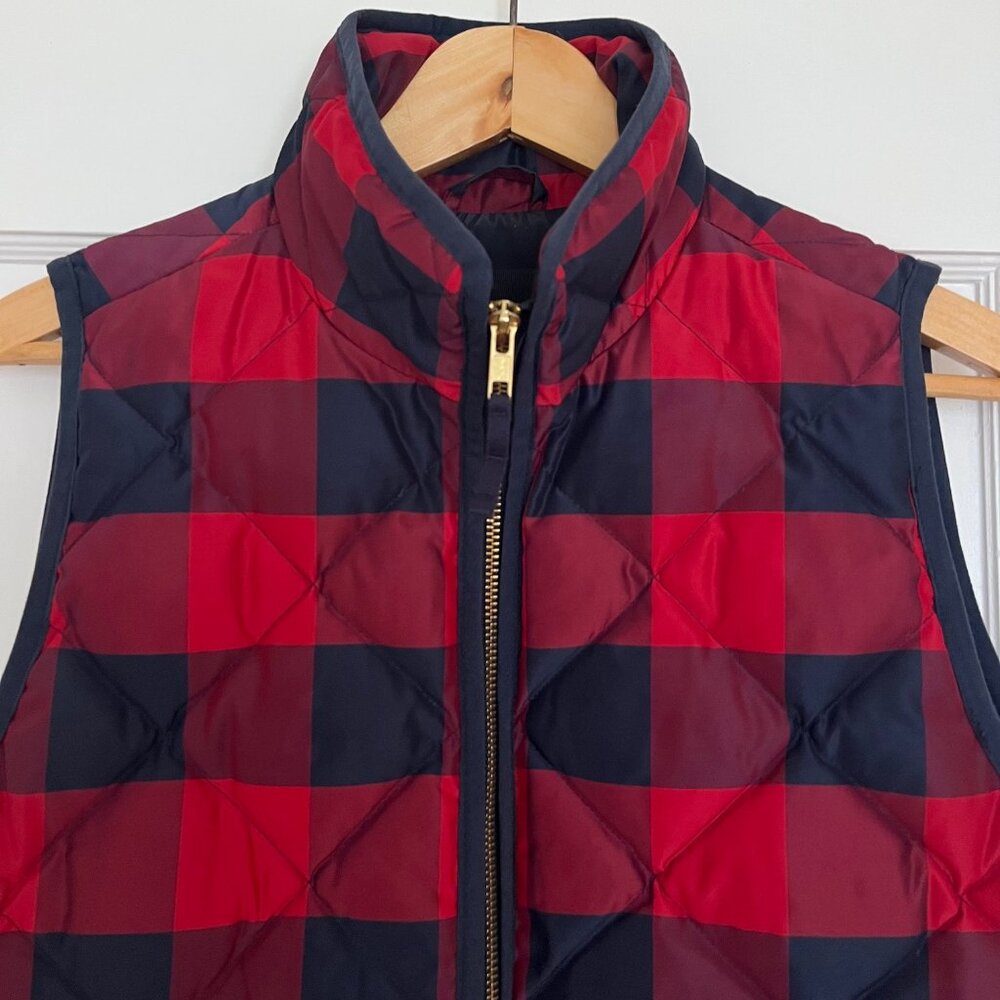 J. Crew Excursion Puffer Down Vest in Buffalo Check | Size XS